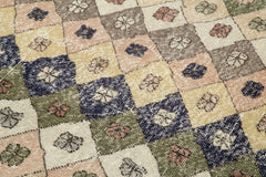 Handmade Area Rug - Checkered Kilim Rug Beige Wool Cotton Flat Weave Kilim Style