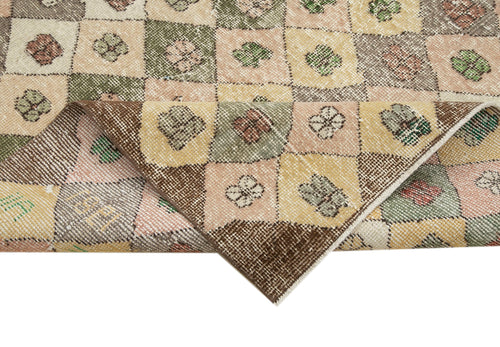 Handmade Area Rug - Checkered Kilim Rug Beige Wool Cotton Flat Weave Kilim Style