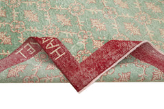 Checkered Kilim Green Cotton Wool Handmade Area Rug 6'5'' x 9'5''