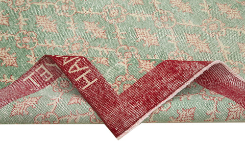 Checkered Kilim Green Cotton Wool Handmade Area Rug 6'5'' x 9'5''