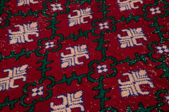 Handmade Area Rug - Checkered Kilim Red Wool Cotton Rug 5'8" x 10'0"