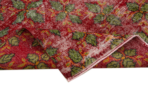 Checkered Kilim Red Cotton Wool Handmade Area Rug 5'6'' x 9'9''