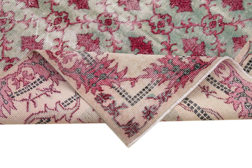 Checkered Kilim Red Cotton Wool Handmade Area Rug 5'5'' x 9'0''