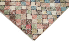 Checkered Kilim White Cotton Wool Handmade Area Rug 5'1'' x 8'10''