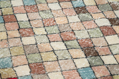 Checkered Kilim White Cotton Wool Handmade Area Rug 5'1'' x 8'10''