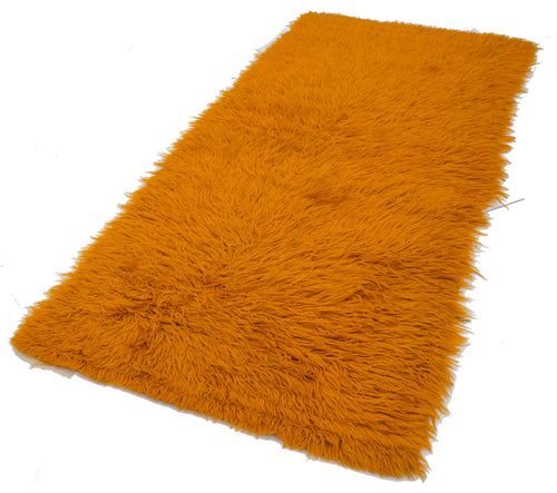 Handmade Area Rug - Orange Geometric Cotton Wool Rug 4'2'' x 6'9'' by Agacan