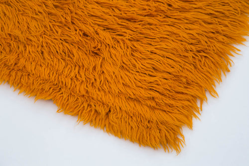 Handmade Area Rug - Orange Geometric Cotton Wool Rug 4'2'' x 6'9'' by Agacan