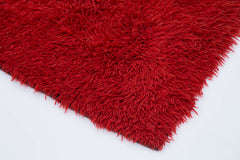 Handmade Area Rug – Red Geometric Cotton Wool Rug, Vintage Hand Woven Carpet 5'0"x6'8"