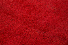 Handmade Area Rug – Red Geometric Cotton Wool Rug, Vintage Hand Woven Carpet 5'0"x6'8"