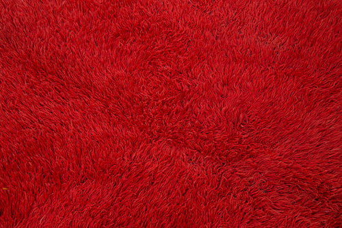 Handmade Area Rug – Red Geometric Cotton Wool Rug, Vintage Hand Woven Carpet 5'0"x6'8"