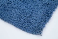 Handmade Area Rug – Blue Geometric Cotton Wool Rug with Soft Texture Carpet 3'9"x7'2"