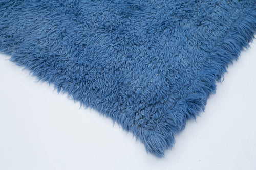 Handmade Area Rug – Blue Geometric Cotton Wool Rug 4'7" x 7'5" Durable Floor Covering