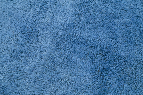 Handmade Area Rug – Blue Geometric Cotton Wool Rug 4'7" x 7'5" Durable Floor Covering