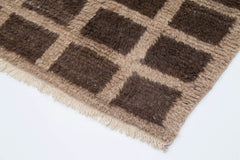 Handmade Area Rug - Brown Geometric Cotton Wool Turkish Wool Carpet 3'10''x6'7''