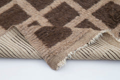 Handmade Area Rug - Brown Geometric Cotton Wool Turkish Wool Carpet 3'10''x6'7''