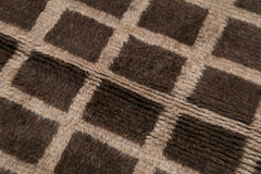 Handmade Area Rug - Brown Geometric Cotton Wool Turkish Wool Carpet 3'10''x6'7''