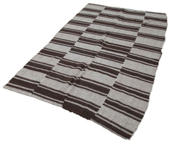 Handmade Area Rug - Brown Geometric Turkish Wool Rug 4'10''x8'7'' | Cotton Wool