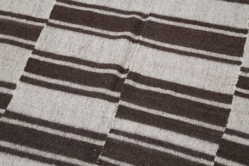 Handmade Area Rug - Brown Geometric Turkish Wool Rug 4'10''x8'7'' | Cotton Wool