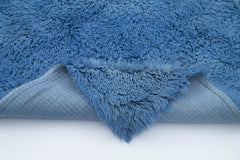 Handmade Area Rug - Blue Geometric Cotton Wool 6x7 Feet Vintage Carpet