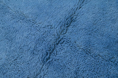 Handmade Area Rug - Blue Geometric Cotton Wool 6x7 Feet Vintage Carpet