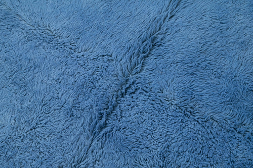 Handmade Area Rug - Blue Geometric Cotton Wool 6x7 Feet Vintage Carpet