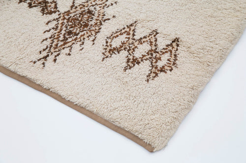 Handmade Area Rug - Beige Geometric Cotton Wool 5x8 Vintage Handwoven Carpet