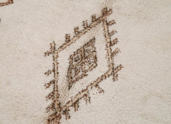 Handmade Area Rug - Beige Geometric Cotton Wool 5x8 Vintage Handwoven Carpet