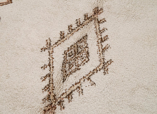 Handmade Area Rug - Beige Geometric Cotton Wool 5x8 Vintage Handwoven Carpet