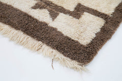 Handmade Area Rug - Beige Geometric Cotton Wool Durable Turkish Carpet 3'4''x7'3''