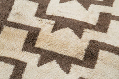 Handmade Area Rug - Beige Geometric Cotton Wool Durable Turkish Carpet 3'4''x7'3''