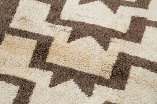 Handmade Area Rug - Beige Geometric Cotton Wool Durable Turkish Carpet 3'4''x7'3''