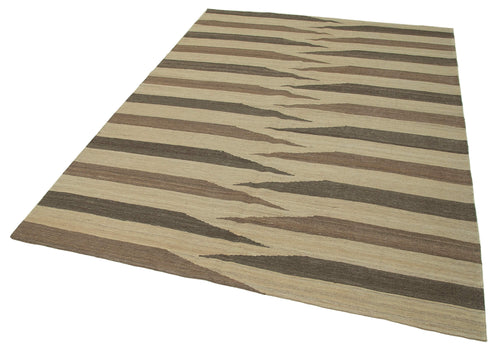 Zollanvari Beige Modern Wool Handmade Area Rug 5'9'' x 7'9''