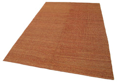 Zollanvari Orange Modern Wool Handmade Area Rug 5'6'' x 8'1''