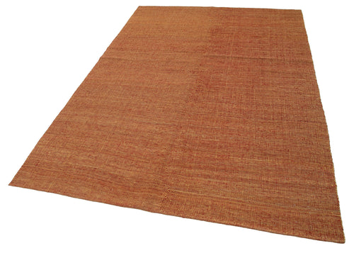 Zollanvari Orange Modern Wool Handmade Area Rug 5'6'' x 8'1''