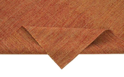 Zollanvari Orange Modern Wool Handmade Area Rug 5'6'' x 8'1''