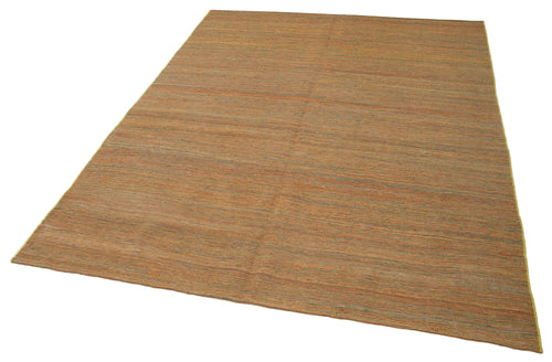 Zollanvari Orange Modern Wool Handmade Area Rug 6'3'' x 8'0''