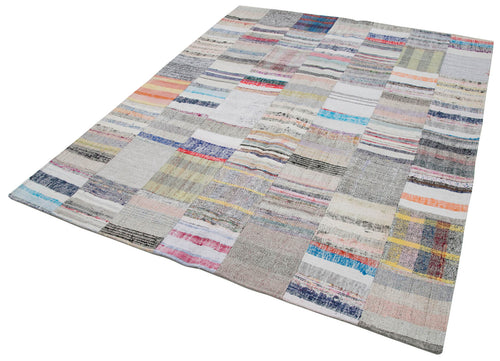Handmade Area Rug – Kirk Yama Grey Patchwork Cotton Wool Carpet 6'7''x8'2''