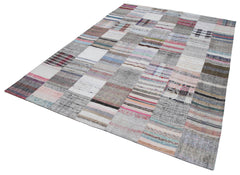 Kirk Yama Grey Patchwork Cotton Wool Handmade Area Rug 7'0'' x 9'11''
