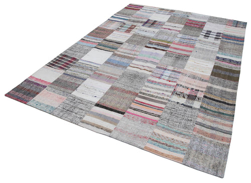 Kirk Yama Grey Patchwork Cotton Wool Handmade Area Rug 7'0'' x 9'11''