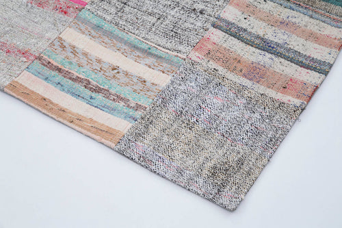 Kirk Yama Grey Patchwork Cotton Wool Handmade Area Rug 7'0'' x 9'11''