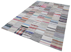 Kirk Yama Grey Patchwork Cotton Wool Handmade Area Rug 6'8'' x 9'10''