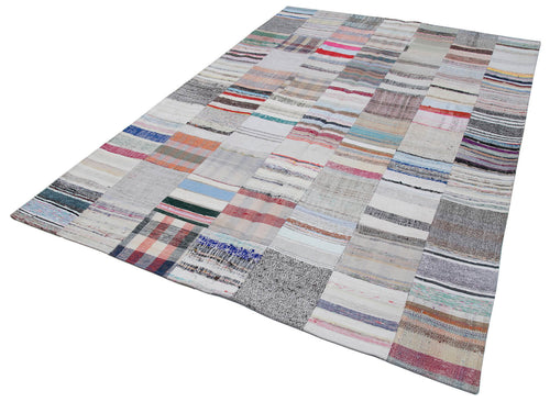 Kirk Yama Grey Patchwork Cotton Wool Handmade Area Rug 6'8'' x 9'10''