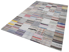 Handmade Area Rug - Kirk Yama Grey Patchwork Cotton Wool 9'10''x6'8''