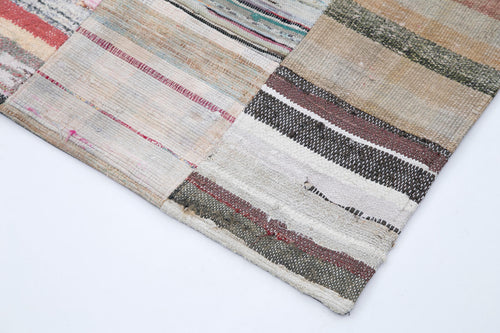 Handmade Area Rug - Kirk Yama Grey Patchwork Cotton Wool 9'10''x6'8''
