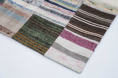 Handmade Area Rug - Kirk Yama Grey Patchwork Cotton Wool Carpet 6'7" x 9'9"