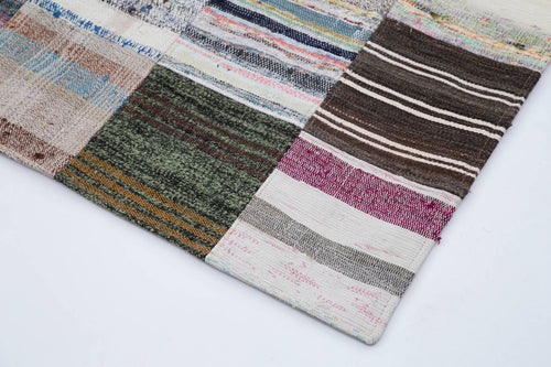 Handmade Area Rug - Kirk Yama Grey Patchwork Cotton Wool Carpet 6'7" x 9'9"