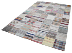 Kirk Yama Grey Patchwork Cotton Wool Handmade Area Rug 6'7'' x 9'10''