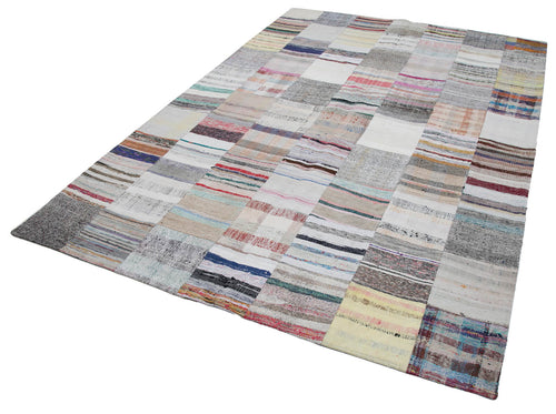Kirk Yama Grey Patchwork Cotton Wool Handmade Area Rug 6'7'' x 9'10''