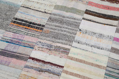 Kirk Yama Grey Patchwork Cotton Wool Handmade Area Rug 6'7'' x 9'10''