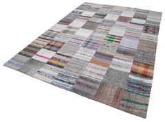 Kirk Yama Grey Patchwork Cotton Wool Handmade Area Rug 7'0'' x 9'11''